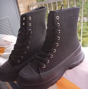 Black Chunky Canvas High Top Sneakers